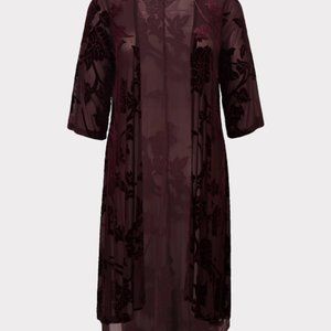 Sold BURGUNDY PURPLE BURNOUT KIMONO